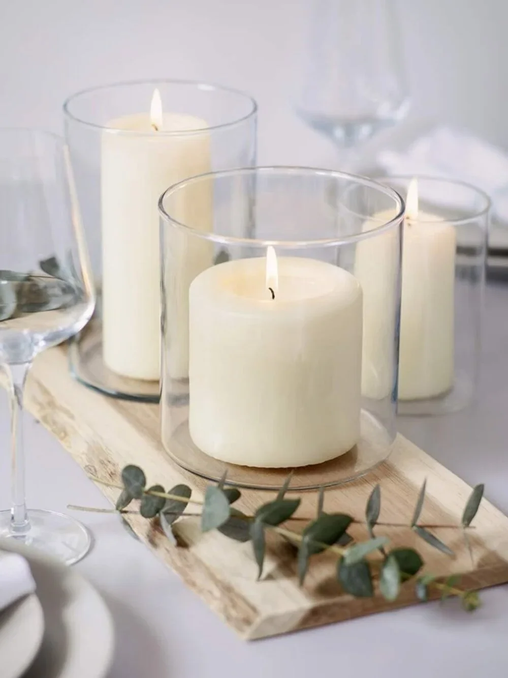 Ivory Pillar Candles Set of 20 - 2x6 Unscented, Dripless & Clean Burning for